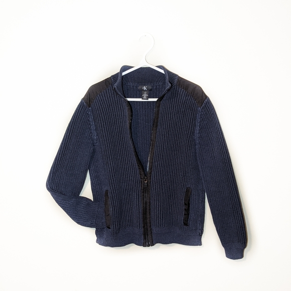 CALVIN KLEIN BLUE ZIP UP MEN'S SWEATER - Picture 8 of 8